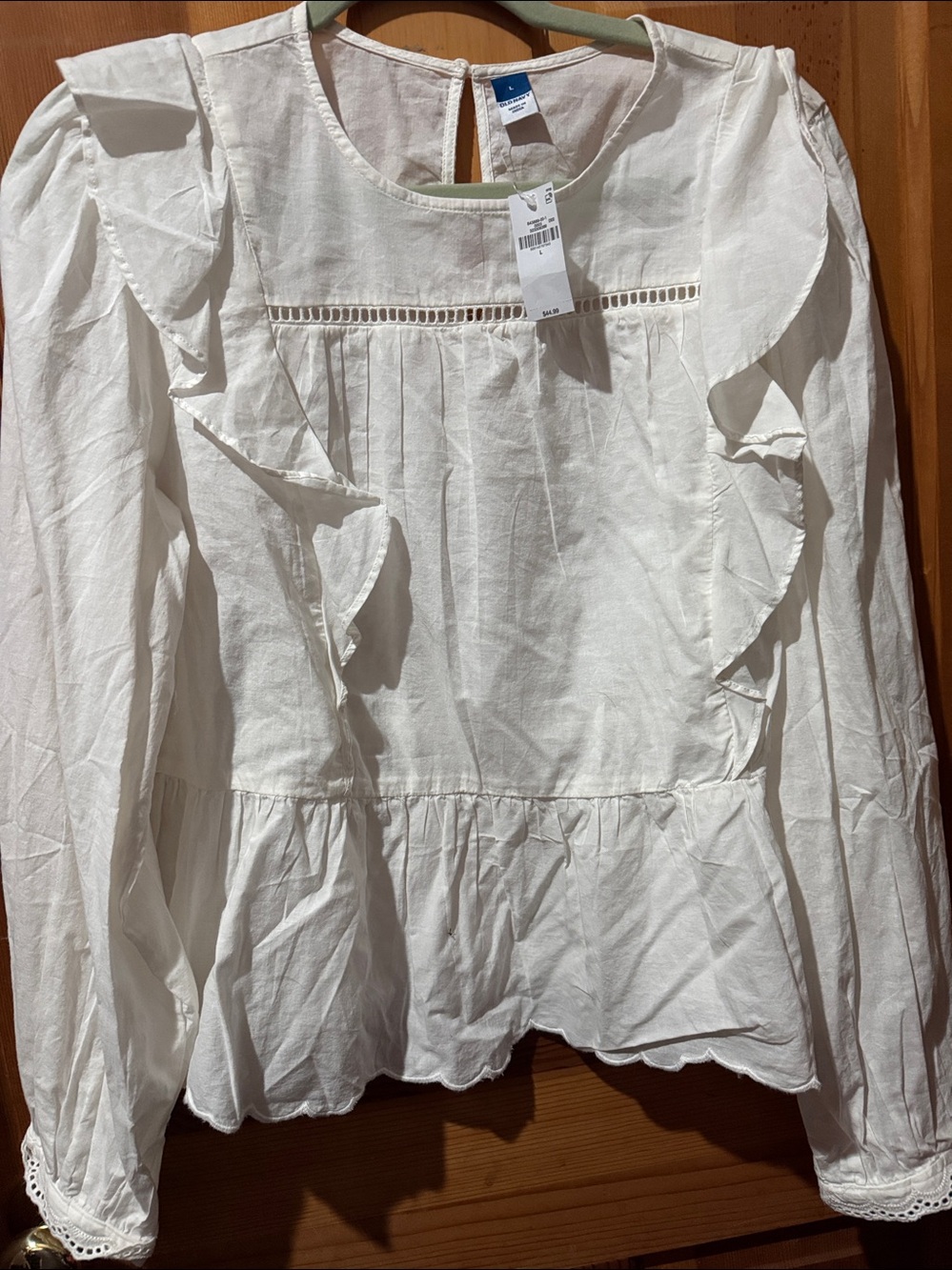 Old Navy White Ruffle Peplum Blouse